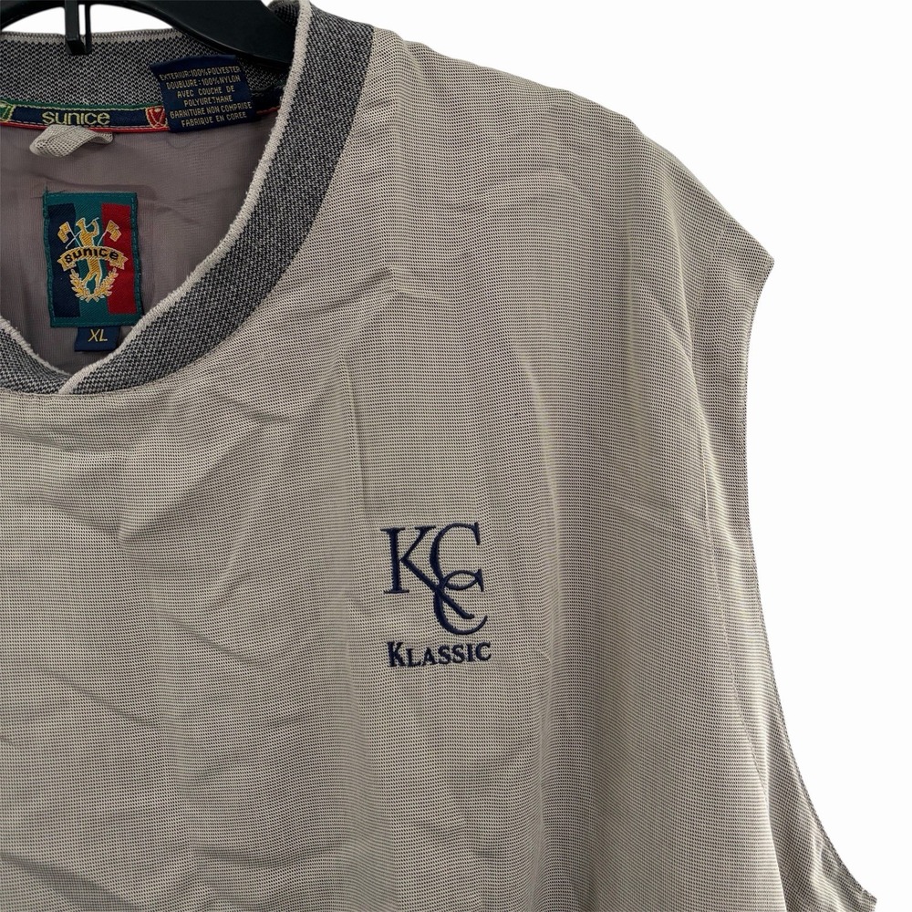 VTG Sunice Pullover Mens XL Beige Golf Windbreaker Sleeveless KCC Classic Pocket